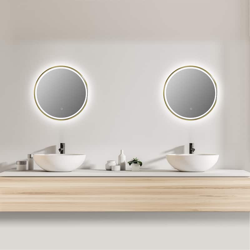 Altair Palme Round Framed Bathroom LED Lighted Wall Mirror
