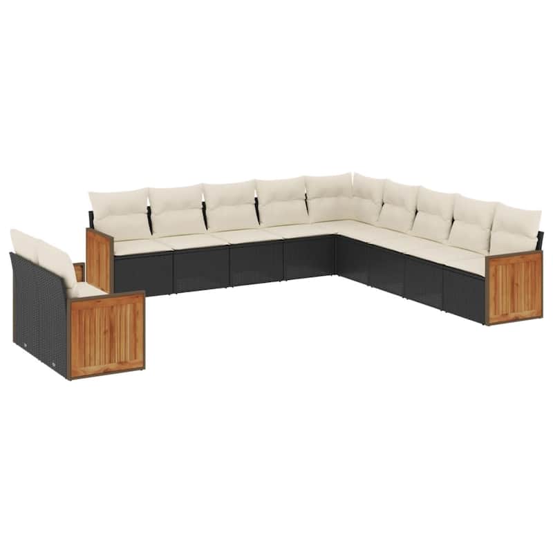 vidaXL Patio Sofa Set with Cushions Outdoor Conversation Furniture Poly Rattan