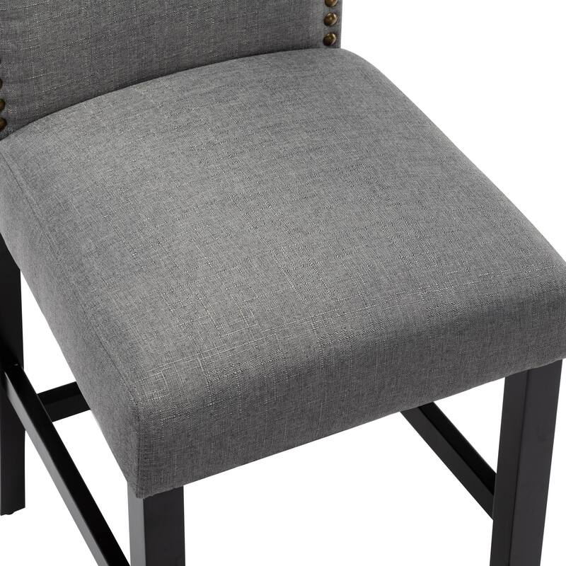 24 Inches Fabric Upholstered Nailhead Trim Counter Height Bar stools with Back Set of 2