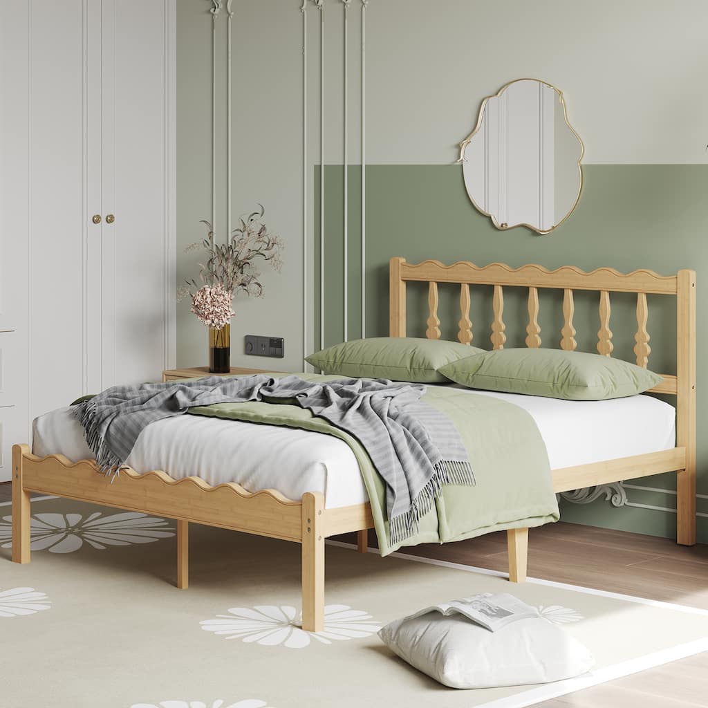 Eco - Friendly Premium Bamboo Bed Frame with Headboard, Easy Assembly