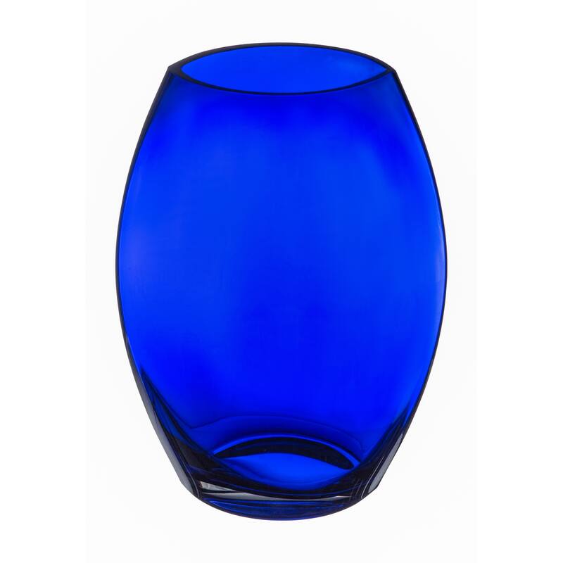 Majestic Gifts Handmade Glass-Oval Shaped vase-Cobalt-Made in Europe