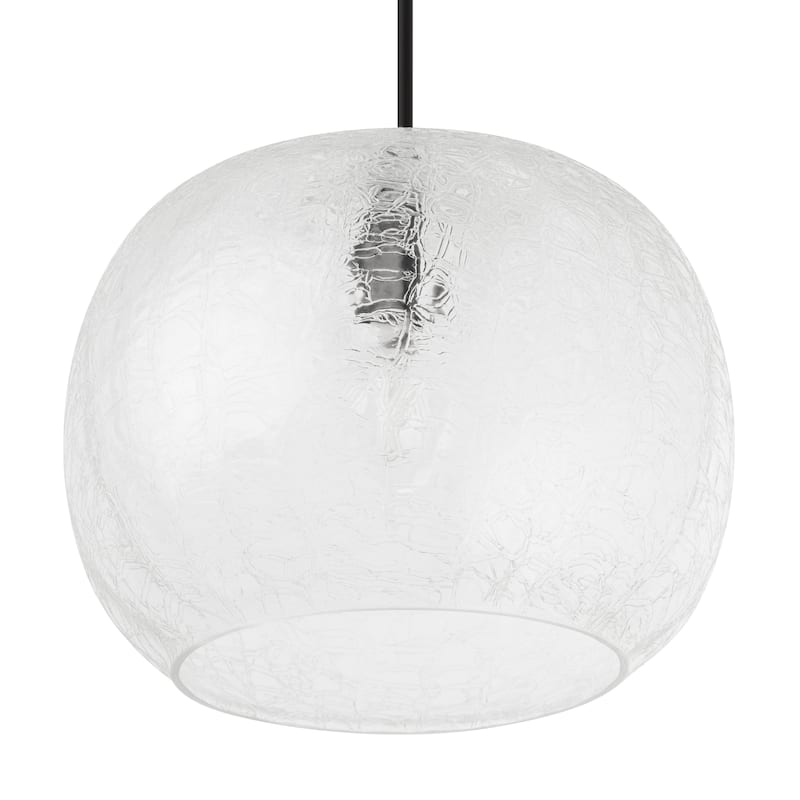 River of Goods Black Metal and Glass 9.75-Inch Pendant Light with Adjustable Hanging Cord - 9.75" x 9.75" x 9.75/68.75"