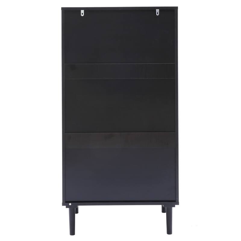 5 Drawer Rattan Dresser - Black/Natural