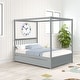 preview thumbnail 4 of 16, Full Size Canopy Bed with Twin Trundle,Kids Solid Wood Platform Bed Frame Headboard,No Box Spring Needed