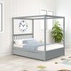preview thumbnail 2 of 13, Nestfair Full Size Canopy Bed with Twin Trundle, Kids Solid Wood Platform Bed Frame w/ Headboard, No Box Spring Needed