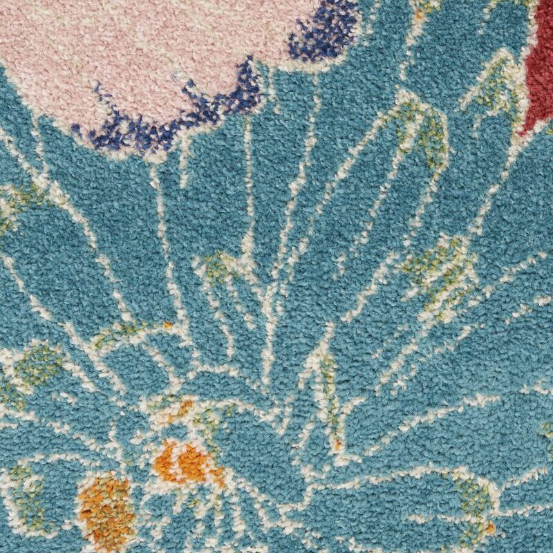 Power Loomed Floral Low Pile Durable Area Rug - 118' X '94' X '0.25