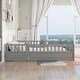 preview thumbnail 1 of 12, Full-Size Floor Bed Frame with Tall Safety Guardrails and Access Door Play Grey