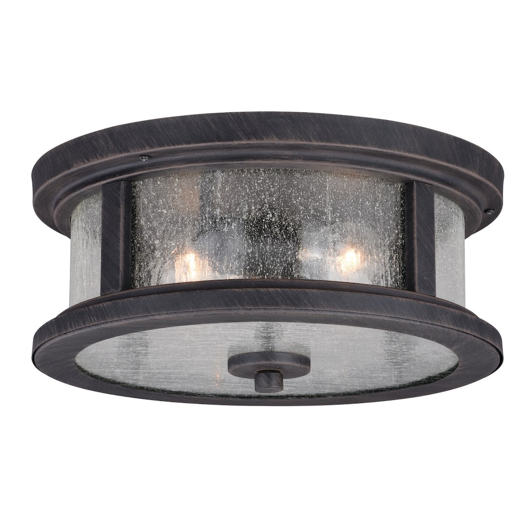 Outdoor Ceiling Light - Bronze Flush Mount - Clear Glass Lantern - Antique Style - Patio Porch Light - 6
