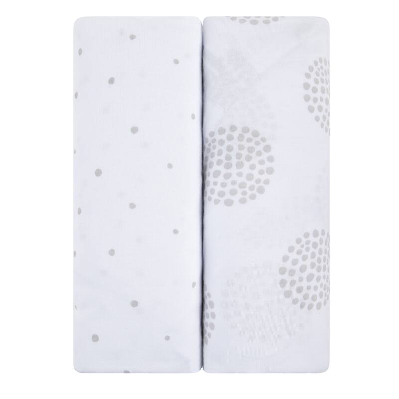 Ely's & Co. Baby Fitted Changing Pad Cover - Cradle Sheet Set - 2 Pack - 32" x 16" - Grey Dottie