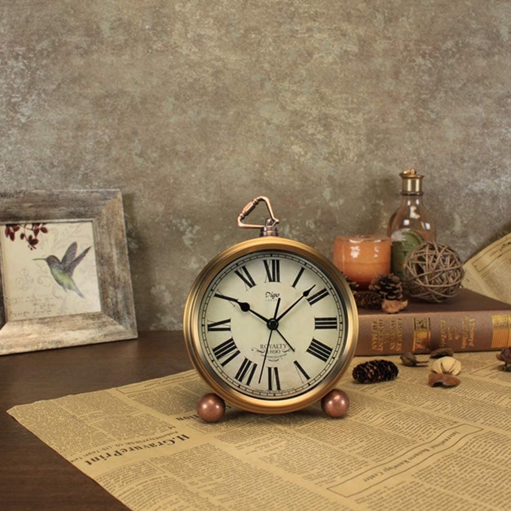 Gold Clock, 5.2 Inch Classic Retro Table Clock European Style