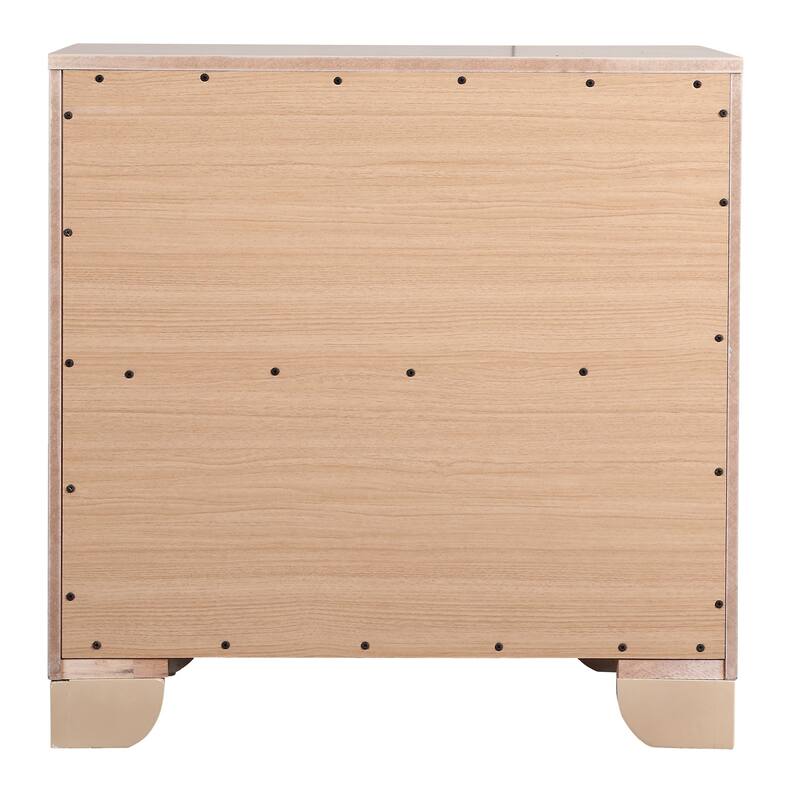 2-Drawer Mirrored Square Nightstand - 28" - Beige