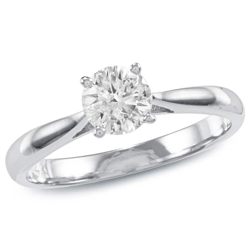 Auriya 14k Gold 1/2ctw Round Solitaire Diamond Engagement Ring (K-L, I2-I3) - White - 4
