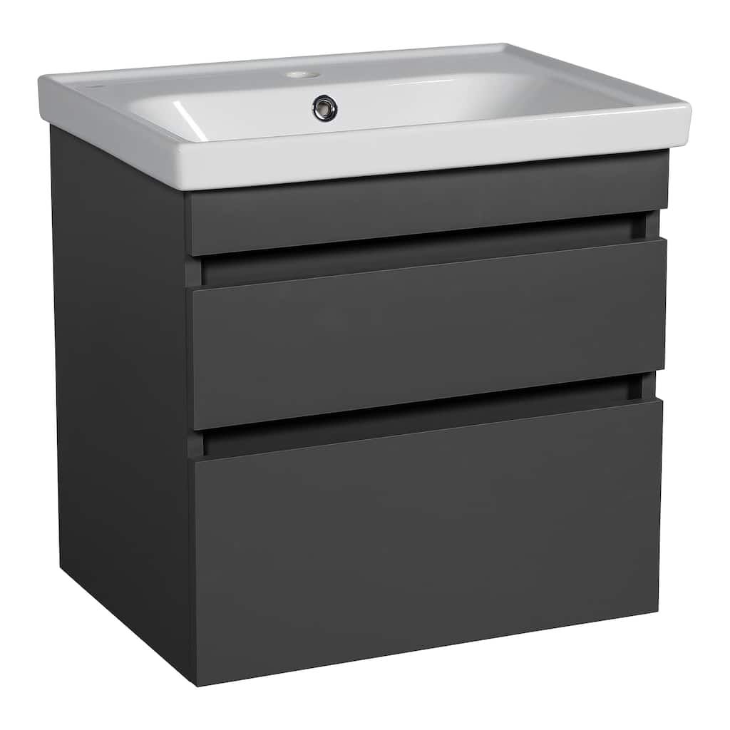 Modern Wall-Mounted Bathroom Vanity with Washbasin Niagara Gray Matte Non-Toxic MDF-24"-Omega R-line 24"
