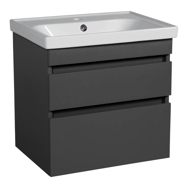 Modern Wall-Mounted Bathroom Vanity with Washbasin Niagara Gray Matte Non-Toxic MDF-24"-Simple 40" - Grey - 28" - Matte