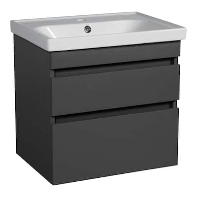 Modern Wall-Mounted Bathroom Vanity with Washbasin Niagara Gray Matte Non-Toxic MDF-24"-Simple 40"
