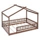 preview thumbnail 34 of 71, Kids Bed Frame, House Shape Floor Platform Bed Frame, Twin/Full Size Wood Bed with Fence for Child/Teens/Girls/Boys