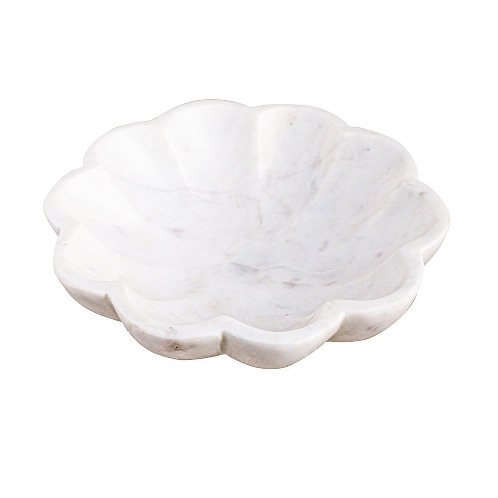 Med. White Marble Lotus Bowl 7"Dia