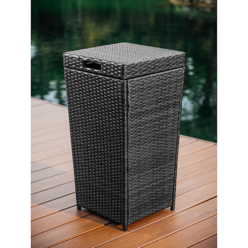 Nestl Outdoor Patio 30 Gallon Durable Wicher Trash Can with Lid