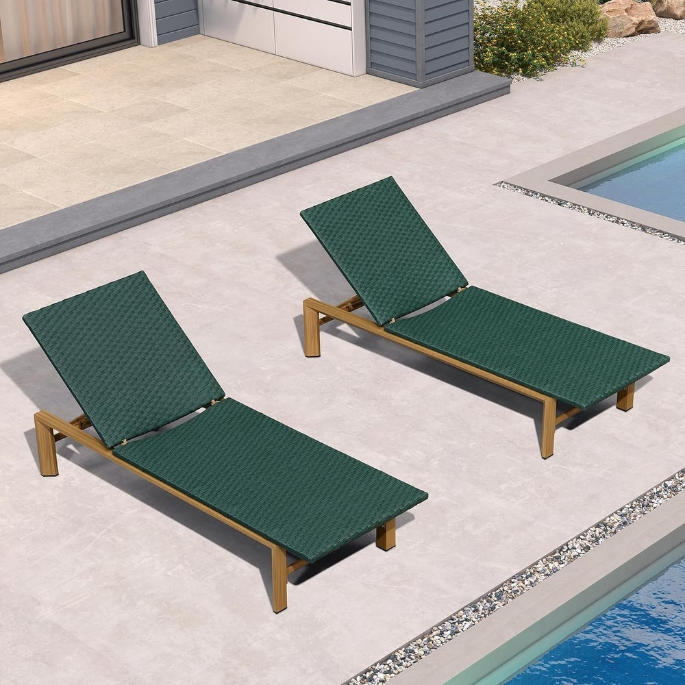 PURPLE LEAF Patio Wicker Chaise Lounge , Aluminum Outdoor Pool Lounge Chair with Adjustment Backrest