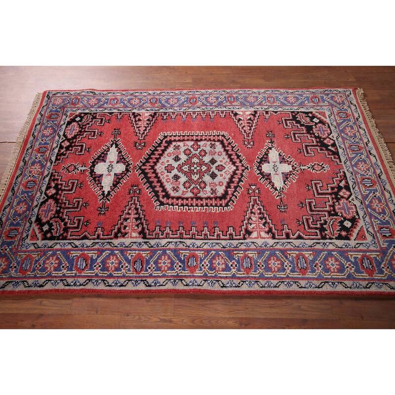Viss Indian Area Rug Handmade Wool Carpet - 4'0"x 6'0"