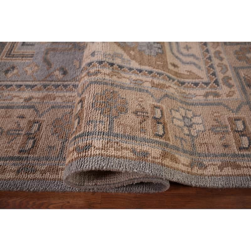 Tribal Geometric Khotan Oriental Area Rug Handmade Wool Carpet - 8'11" x 12'2"