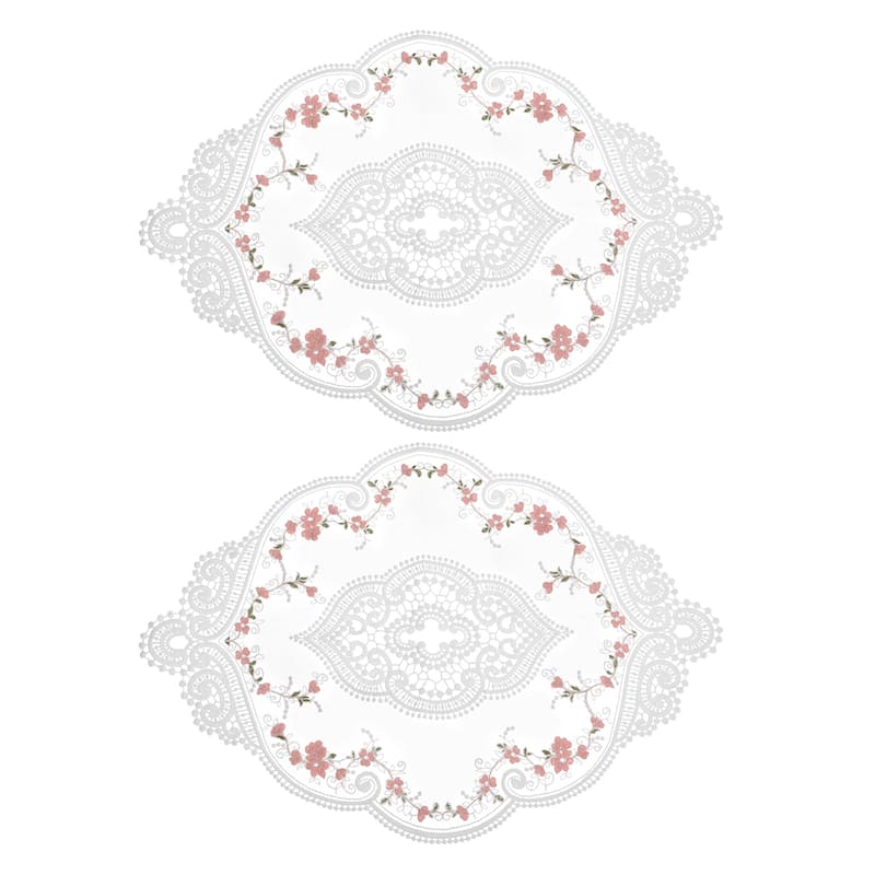 2Pack 12x17in Retro Lace Placemat Oval French Crochet Doilies Coasters - 12x17-in