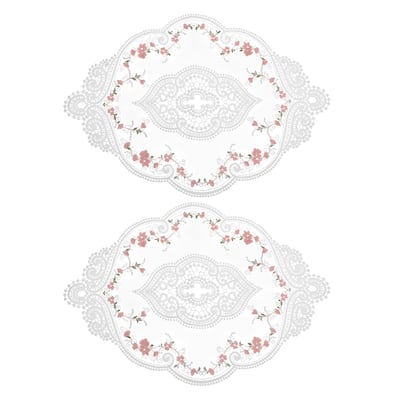 2Pack 12x17in Retro Lace Placemat Oval French Crochet Doilies Coasters - 12x17-in
