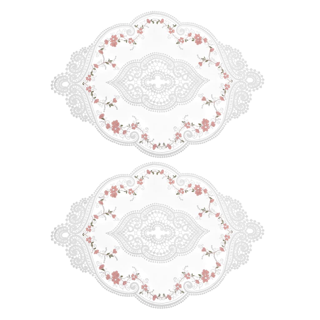 2Pack 12x17in Retro Lace Placemat Oval French Crochet Doilies Coasters - 12x17-in