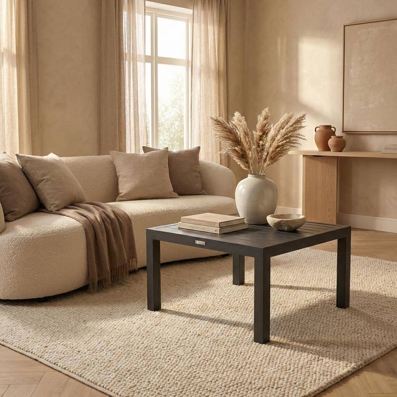 Chelsea 27" Square Aluminum Outdoor Coffee Table - Modern Weather Resistant Patio Accent Table, Rust-Proof Powder Coated Frame