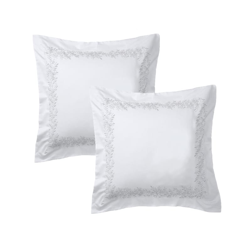 Home Sweet Home Collection 600TC Cotton Floral Embroidery Euro Cover Set - 3 Color