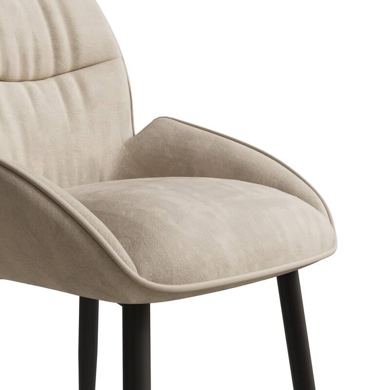 Velvet Upholstered Dining Chair Set of 4, Modern Kitchen Armless Chair with Metal Legs Parsons Chair with Tufted Backrest