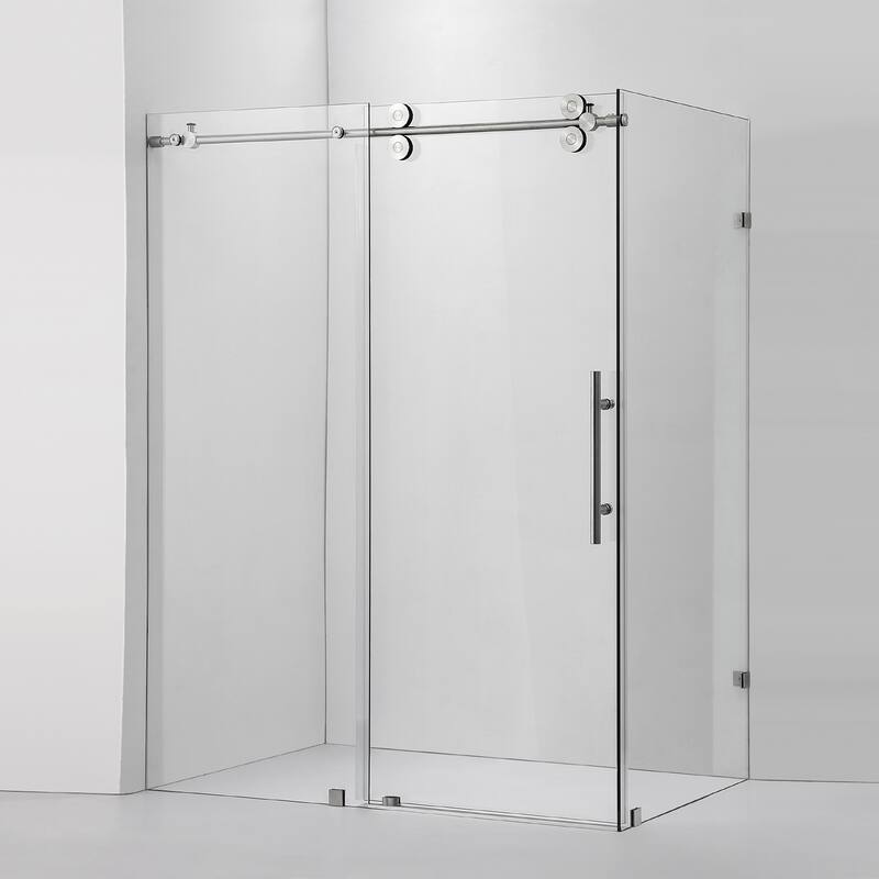 Villena 60" W x 78" H Single Sliding Shower Enclosure,Brushed Nickel - 60 inches