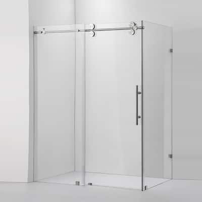 Villena 60" W x 78" H Single Sliding Shower Enclosure,Brushed Nickel - 60 inches