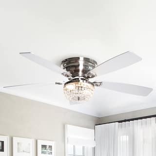 48" Metal 5-Blades Crystal Hugger Ceiling Fan