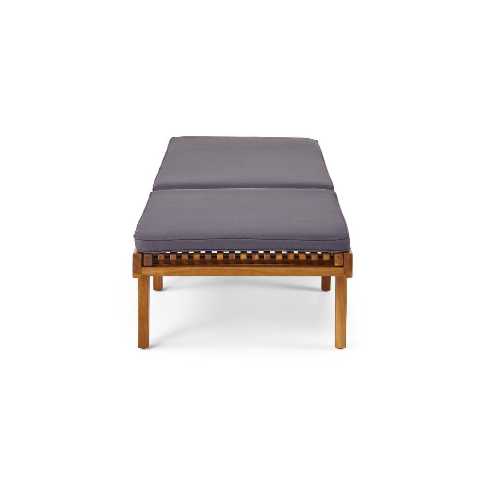 Nadine Outdoor Acacia Wood Chaise Lounge and Cushion Set by Christopher Knight Home