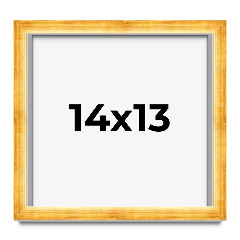 14x13 Shadow Box Frame Gold | 1.625 Inches Deep Real Wood Traditional