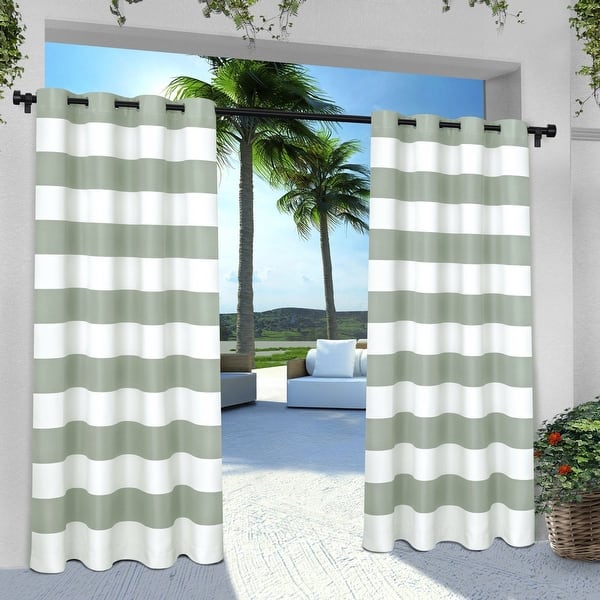 slide 2 of 43, ATI Home Indoor/Outdoor Stripe Grommet Top Curtain Panel Pair