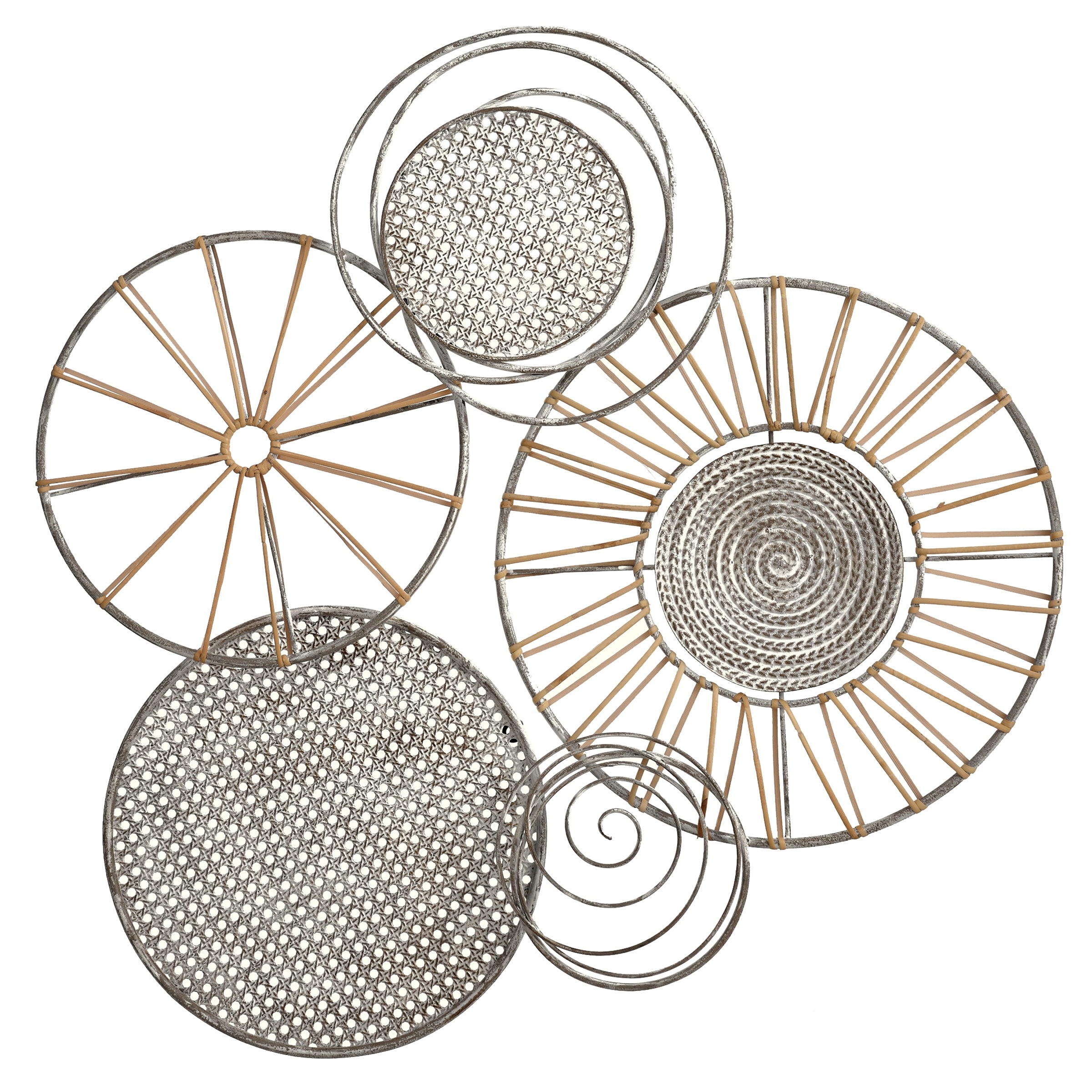 Nobu Circular Moments Iron and Rattan Multiple Sized Disc Wall Sculpture Bed Bath Beyond 34464510