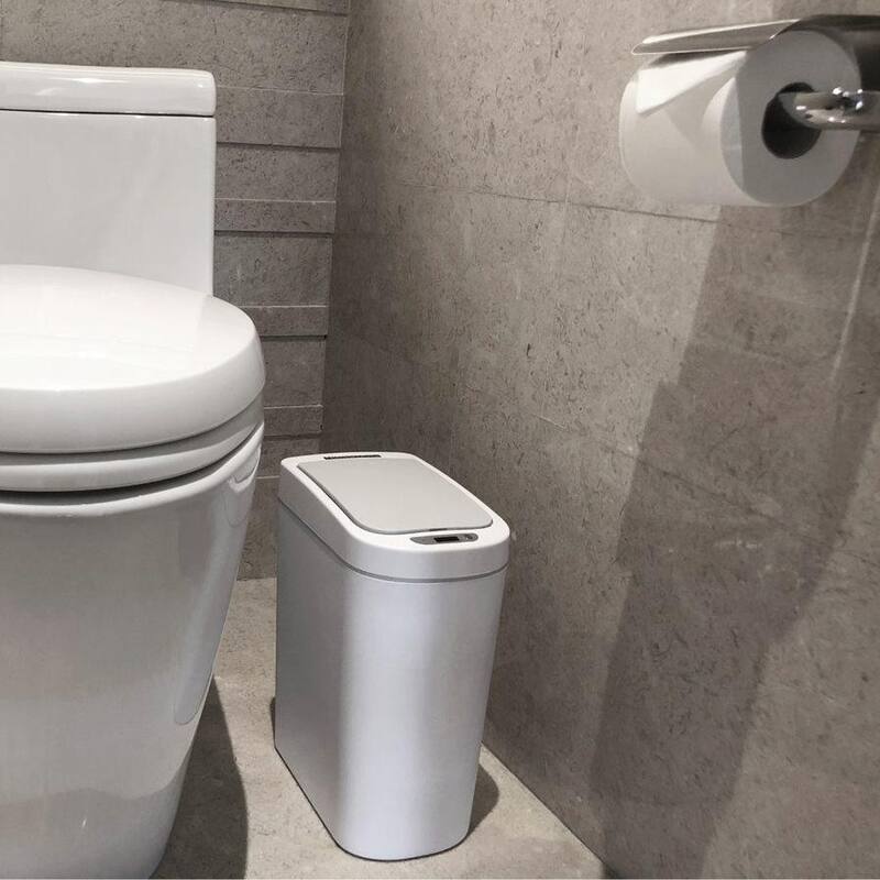 Nine Stars White Plastic 1.8-gal Motion Sensor Trash Can