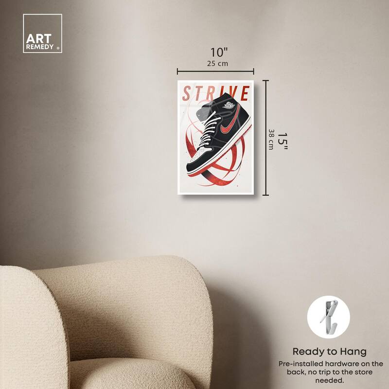 Red Ribbon Sneaker Acrylic by Art Remedy, Ready to Hang