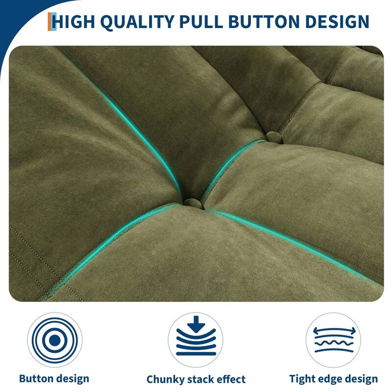 69 Inch Teddy Velvet Bean Bag Loveseat Sofa, Deep Seat Floor Couch