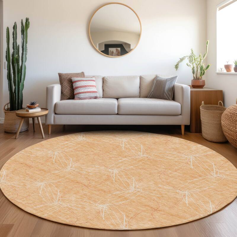 Premium Washable Super Soft Modern Symphony Mayfield Rug - Peach - 8' x 8'