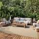 preview thumbnail 67 of 119, Nourison Courtyard Indoor/Outdoor Modern Geometric Area Rug 8' x 10' Rectangle - Jute/Ivory