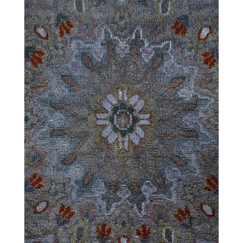 Overton Hand Knotted Wool Vintage Inspired Modern Contemporary Overdyed Gray Area Rug - 10' 1" x 14' 4"