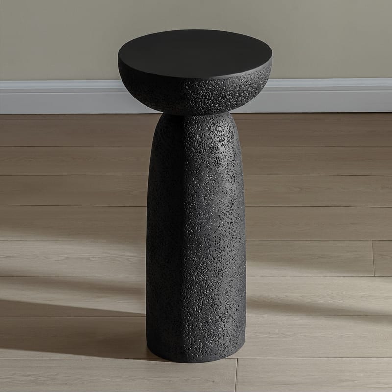 Travertine Stone Finish End Table Accent Side Table