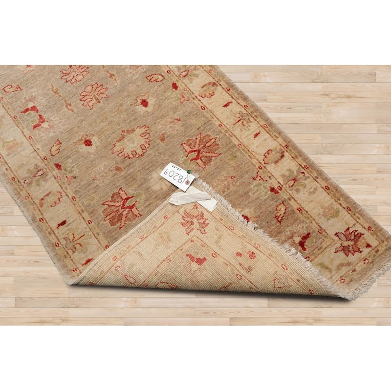 Hand Knotted Chobi Peshawar taupe Persian Wool Traditional Area Rug - 2' 8'' x 9' 9''
