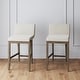 preview thumbnail 48 of 115, Gracie Modern Bar Stool, Boucle Upholstered Chair and Brushed Wooden Legs Set of 2 - Cream Boucle/Dark Brown - Counter Height - 23-28 in.