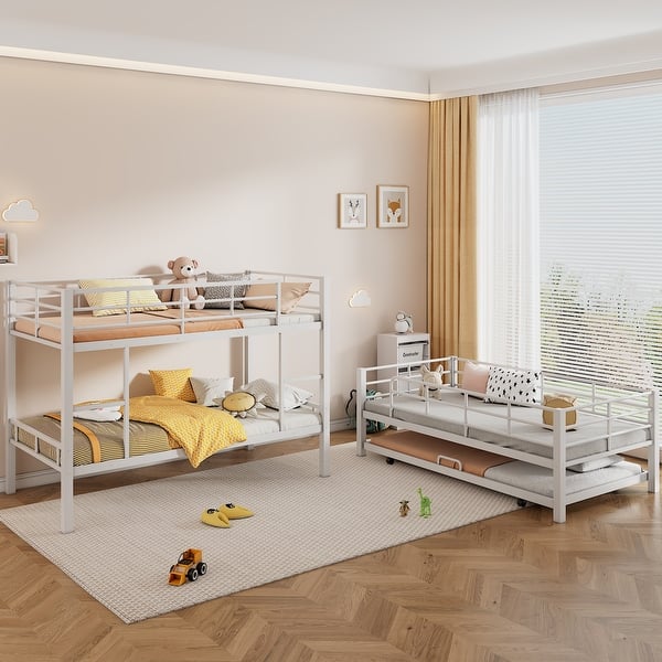 slide 2 of 24, Morden Design Triple Bunk Bed with Trundle