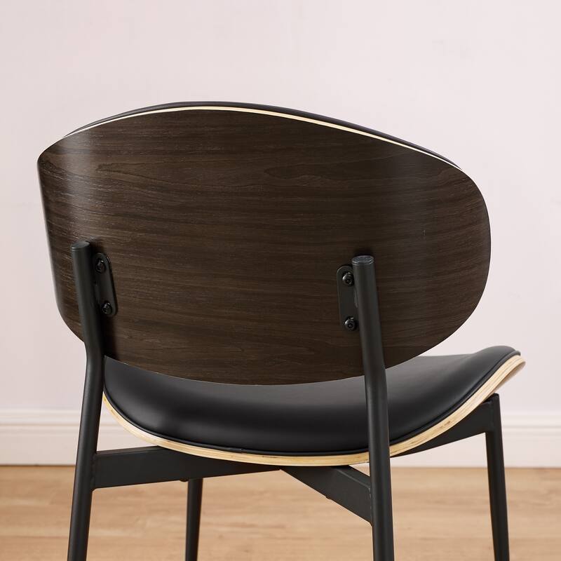 Art Leon Genuine Leather and Bentwood Dining Chair Set of 2