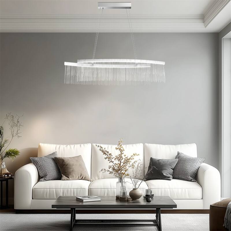 Luxury LED Pendant Light Tassel & Round Linear Chandeliers Dining room